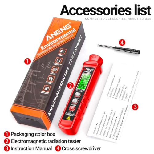ANENG GN902 Electromagnetic Radiation Detector Temperature Tester Meter Radiation Analyzer with LCD Backlight Screen 1