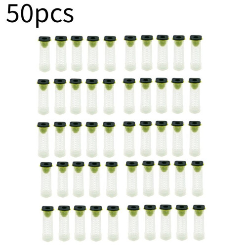 50 PCS Queen Bee Roller Cage - Plastic Beekeeping Queen Cup Kit Queen Bee Roller Cage Back Cup Holder Beekeeping Tools 1