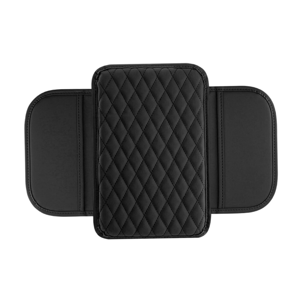Leather Car Armrest Cover 8X12 Inch With Side Pocket, Nonslip Center Console Cushion Protector 9382693399922