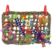 Seagrass Foraging Toy Wood Blocks Chewing Fun for Cockatiel Budgie Macaw