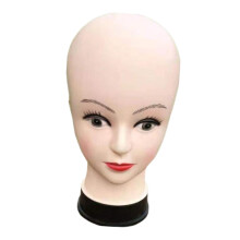 Bald Female Mannequin Head for Cosmetology Wig Making and Hair Styling - Skin Color, Realistic Model, 22 Inch