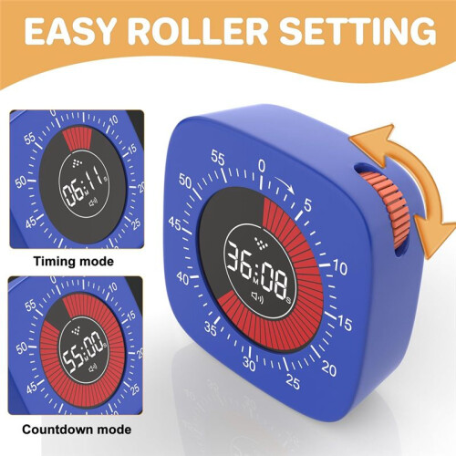 Visual Timer for Kids,Digital Timer with 60-Minute Countdown, Silent Timer for Desk Timer Clock for Studying, Teaching A 2