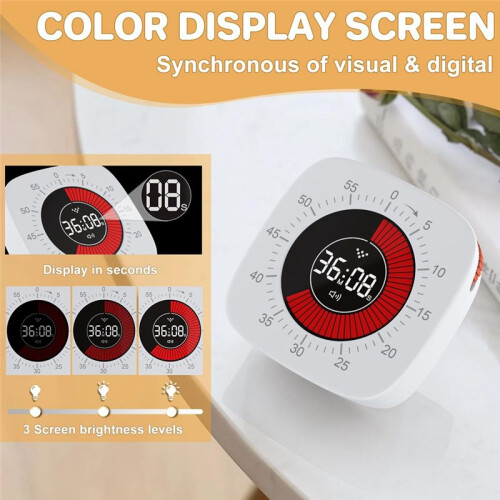 Visual Timer for Kids,Digital Timer with 60-Minute Countdown, Silent Timer for Desk Timer Clock for Studying, Teaching B 1