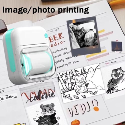 Portable Thermal Printer Bluetooth Ink  Resolution Pocket Size for Photos Labels Notes with Paper Roll 2