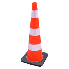 Detachable Base Traffic Safety Bollard, Flexible Reflective Plastic Post 70cm/27in Red, Road Stanchion with Expansion Bolts