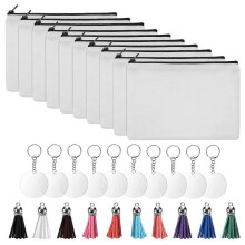 Heat Transfer Blank Diy Craft Canvas Pencil for Case Cosmetic Bag Canvas Zipper
