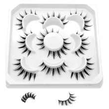 False Eyelashes, 5 Pairs Manga Lashes, Natural Look Anime False Eyelashes, Natural Cosplay Lashes, Spiky Manga Fake Eyelashes, Wispy Long Thick