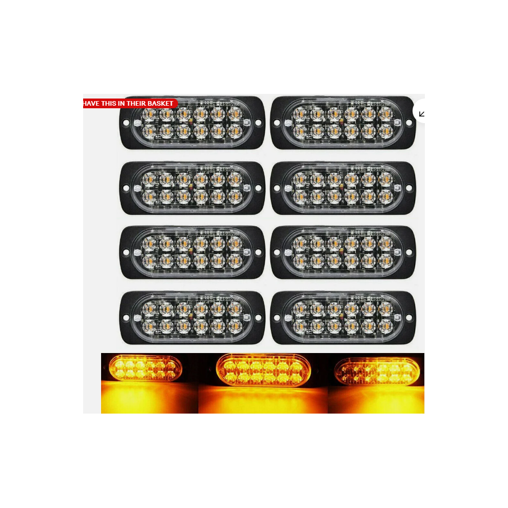 Flashing And Strobe Lights For Vehicles, Emergency Lamps With 3-Wire Connection Super Bright Waterproof Warning Lights, High Visibility Amber/White 9173940733237
