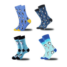 Pinguin-Socken, 4er-Pack Pinguin-Socken für Herren, Crew-Socken, weiche und stylische Herrensocken, Crew-Socken aus gekämmter Baumwolle