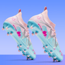(Pink, 38) High-top FG long stud and TF short stud soccer shoes, unisex design suitable for professional training in all four seasons.