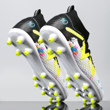 (Ivory, 35) High-top FG long stud and TF short stud soccer shoes, unisex design suitable for professional training in all four seasons.