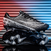 (Silver, 33) Unisex football shoes, high-top, breathable, durable, non-slip, with the option to choose between long and short studs.