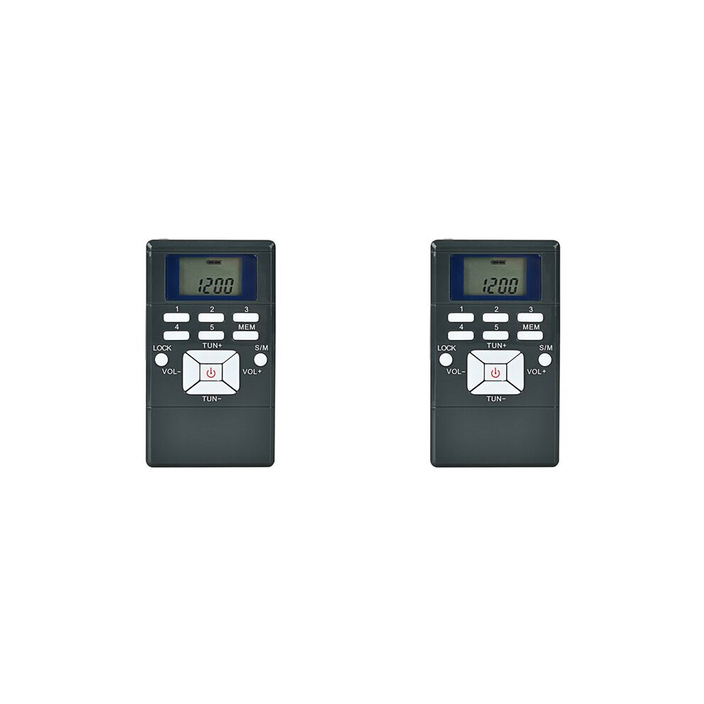 2X Stereo Fm Radio 1.2 Inch Digital Clock Receiver For Simultaneous Interpretation Clip- Radio Earphone Gym Grey 6031269449280