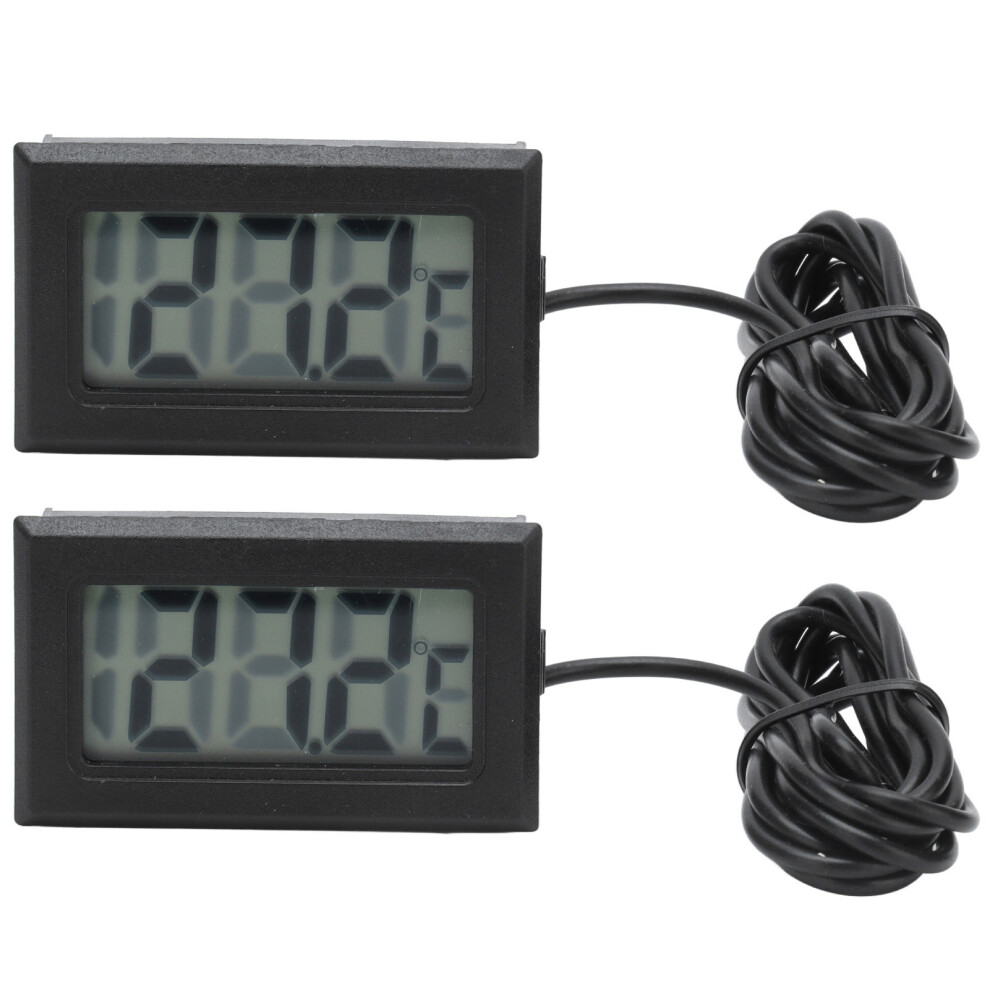 Large Screen Digital Thermostat Meter 2s Refresh Probe 2Pcs Black