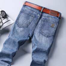 (812-blue, 33) Men's Clothing  Wthinlee Autumn Classic Men's Fitted Stretch Jeans Business Casual Cotton Denim Straight Leg Pants Male