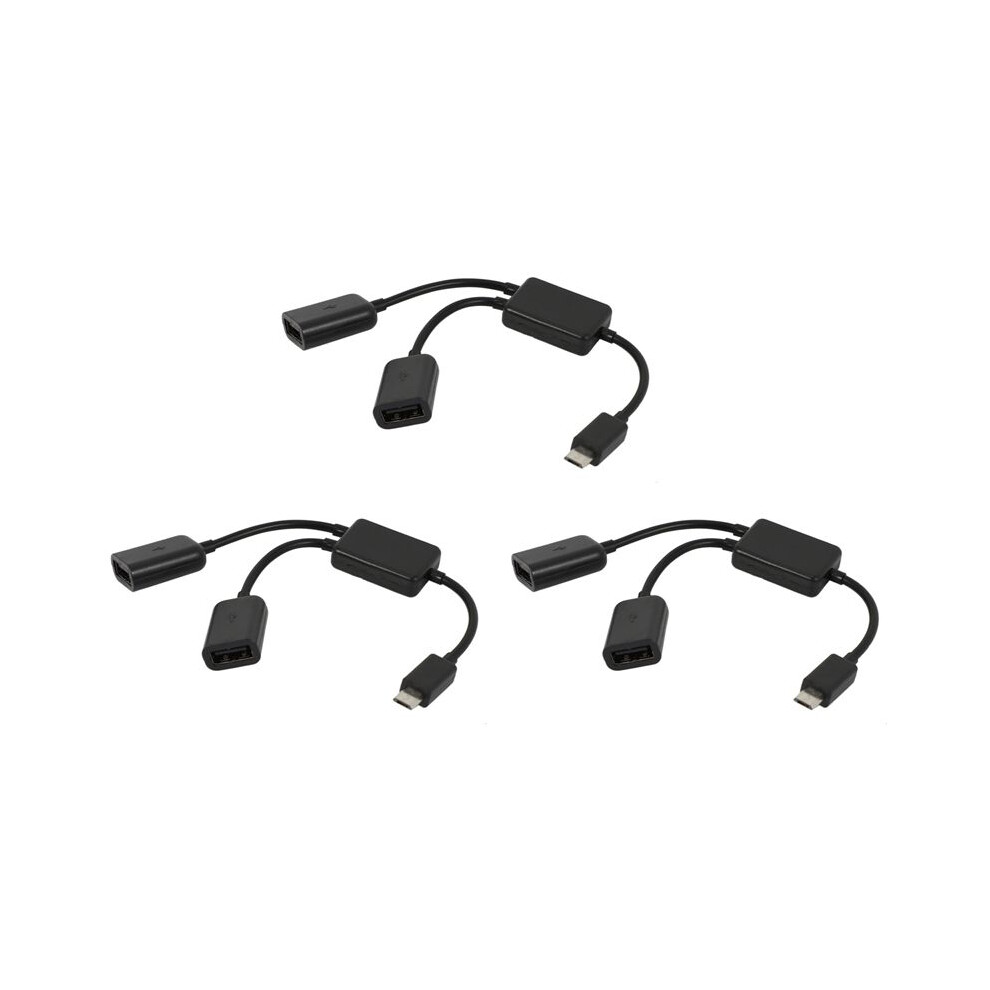 3X Micro-Usb Host Cable,Micro-Usb Male To 2X Type A Dual Usb Female Otg Adapter Converter Hub For Android Tablet Pc 6032033410178