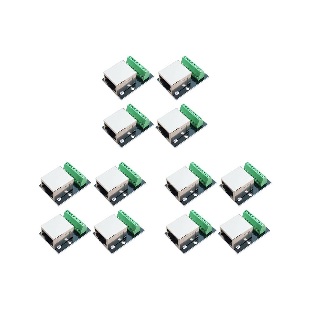 12Pcs Rj45 Ethernet Female Socket Connector Breakout Board,2.54Mm Connector Board Shielded Network Adapter Terminal 4713743403477