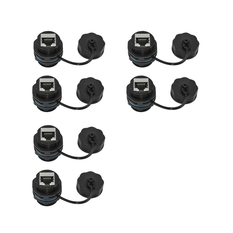 6Pcs Rj45 Panel Mount Coupler, Ip68 Shielded Industrial Panel Mount Ethernet Lan Through Connector For Cat6/Cat5e/Cat5 6031148255155