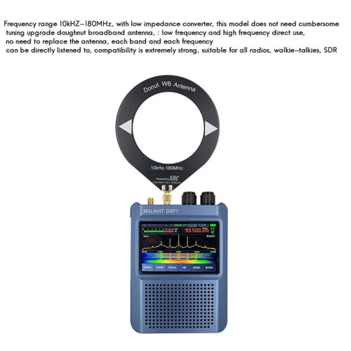 2X 10kHz-180MHz  Loop Antenna All Band Coverage Ring Donut Antenna Supports Shortwave/Medium Wave SDR Black 2