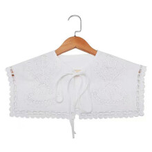 Women Sailor Collar Shawl Hollow Splicing Scalloped Trim Scarf Embroidery Cape
