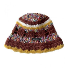 Winter Stripe Pattern Crochet Bucket Hat Ladies Commute Camping Fisherman Cap with Stripe Pattern for Girlfriend