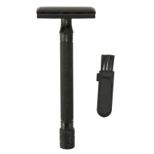 Återanvändbar rakhyvel i metall med mikrofiberhandtag, ultraabsorberande och halkfri textur för bekväm rakning, inkluderar läderfodral och