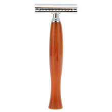 Classic Double Edge Safety Razor Zinc Alloy Resin Handle Prevents Skin Irritation Professional Quality Sharp Blades Artistic Design Ergonomic Handle
