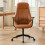 Living And Home Mid-Century Modern Office Chair with Casters, Brown 2