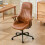 Living And Home Mid-Century Modern Office Chair with Casters, Brown 1