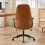 Living And Home Mid-Century Modern Office Chair with Casters, Brown 4