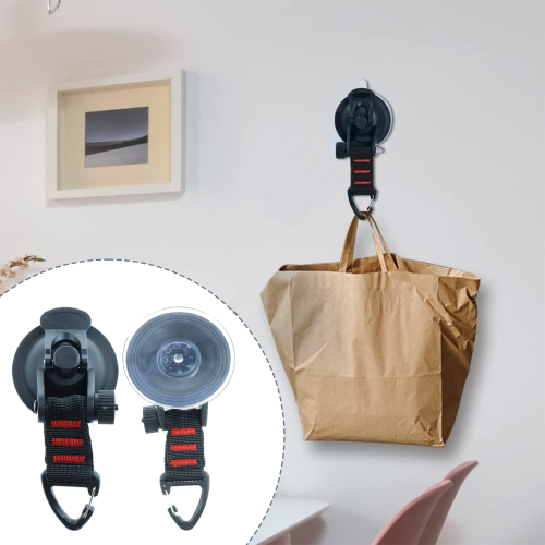 Suction Cup Tie Down with Rotating Hook, Multi-functional Suction Cups for Glass or Tile Surfaces, Easy to Use and Remove Design, Strong Adhesion 1