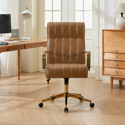 Living And Home Ergonomic High Back Office Chair with Casters, Light Brown 1