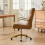 Living And Home Ergonomic High Back Office Chair with Casters, Light Brown 3