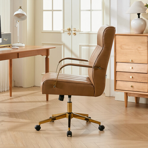 Living And Home Ergonomic High Back Office Chair with Casters, Light Brown 2