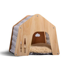 Pet Teepee Bed with Cushion for Small Dogs and Cats, Indoor Tent House, Luxury Cozy Design S/L Sizes
