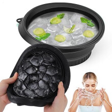 Ice Facial Bowl with Builtin Ice Tray, Foldable Silicone Ice Face Bath for Skincare and Travel