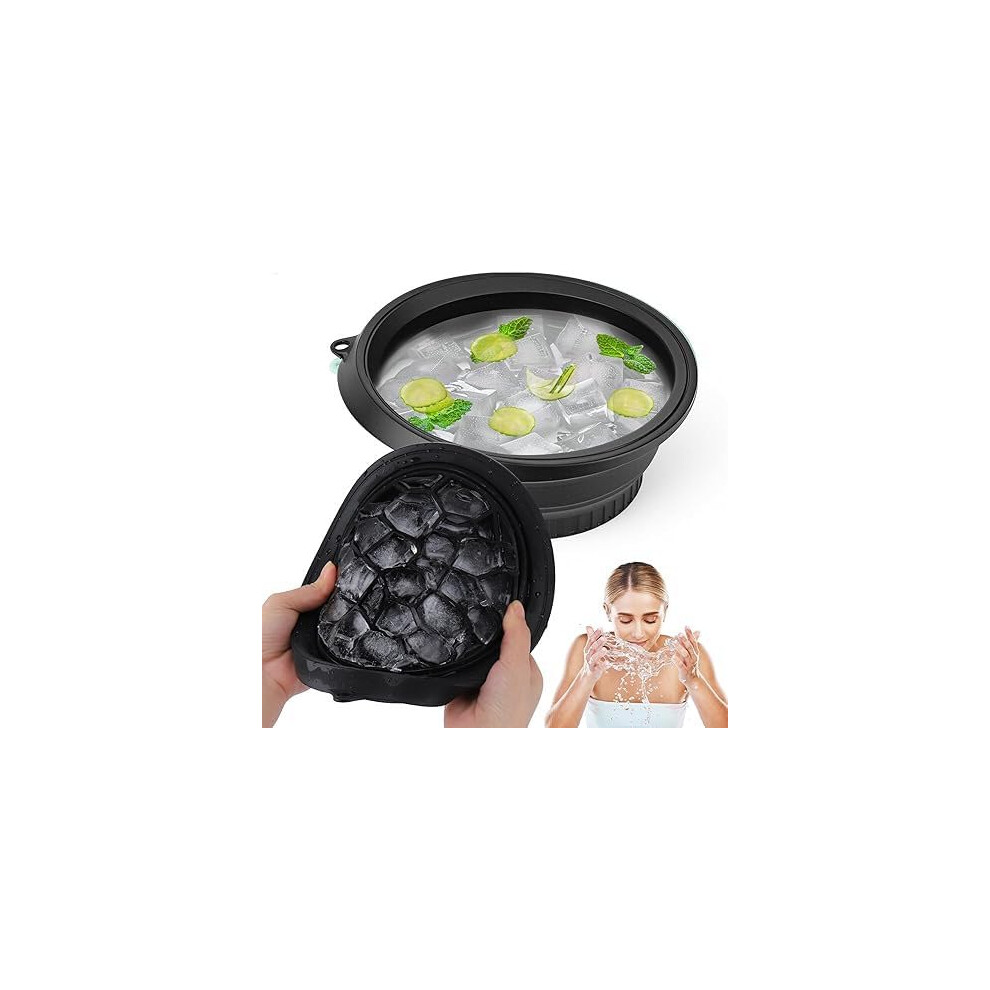 Ice Facial Bowl with Builtin Ice Tray, Foldable Silicone Ice Face Bath for Skincare and Travel