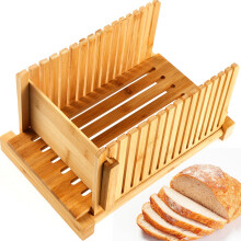 Bread Slicer Bamboo Cutting Guide with Crumb Tray, Adjustable 3 Thickness Options for Loaf and Cake