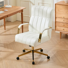 Ergonomic High Back Office Chair with Casters, Beige-white