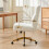 Living And Home Ergonomic High Back Office Chair with Casters, Beige-white 3