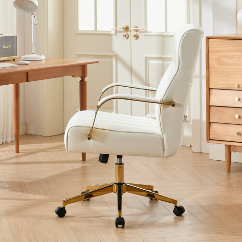 Living And Home Ergonomic High Back Office Chair with Casters, Beige-white 2