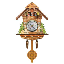Home Decor Hanging Cuckoo Clock, Silent Wall Clock with 3D Cuckoo Figure, Vintage Wall Clock with Auto Swing Pendulum, Retro Wooden Cuckoo Birdhouse