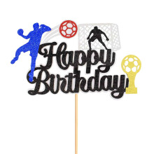 Sport Theme Party Decoration, Cupcake And Dessert Decorations Smooth Edges Without Burrs Glitter Happy Birthday Sign No Assembly Required Reusable