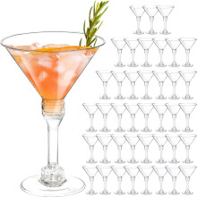 Plastic Martini Glasses 40 Pack, 5 Oz Disposable Cocktail Glasses, Tall Mini Cups for Parties, Clear