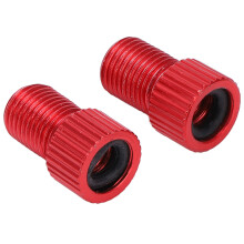 2pcs Presta to Schrader Bike Valve Adapter, Aluminum, Red, 15x9.5mm