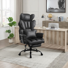 Ergonomic High Back Office Chair with Footrest and Casters, Black