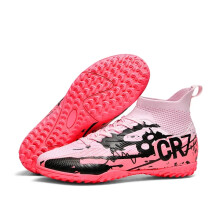 (033-D-Pink, 40) Soccer Shoes for Men Cleats Mid-top Non-Slip FG/TF Football Boots Chuteira Campo High-quality Match Sneakers Futsal Indoor