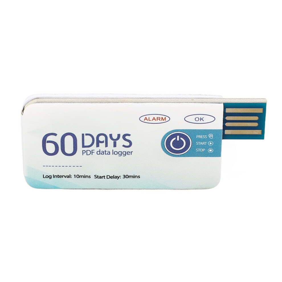 USB Temperature Data Logger  Accuracy 10000 Points Single Use PDF Report for Cold Chain Medicines Frozen Foods