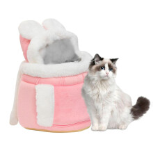 Cat Carrier Backpack with Double Pockets, Breathable Flannel, Adjustable Fit for Indoor Outdoor Travel, Pink M