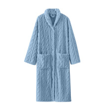 Accappatoio lungo da donna, con bottoni sul davanti, morbido e soffice, caldo e confortevole, ideale per l'inverno, perfetto per spa o spa. Camicia